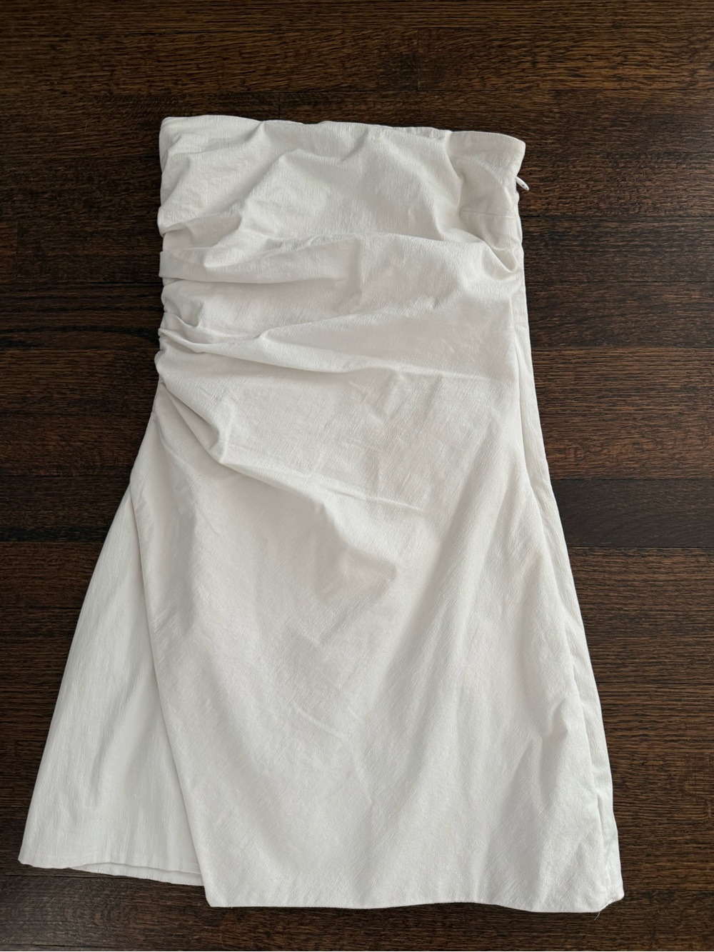 Abercrombie & Fitch White Strapless Ruched Dress
